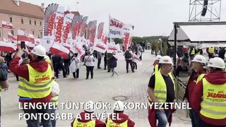 Több ezer lengyel gazda és bányász tiltakozott az EU környezetvédelmi csomagja ellen Varsóban