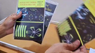 Unboxing and Review of Reflective Stickers for tyre Rim Universal Safety Warning reflective Sticker