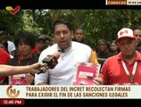 Caracas | Trabajadores del Incret exigen el levantamiento de las sanciones contra Venezuela