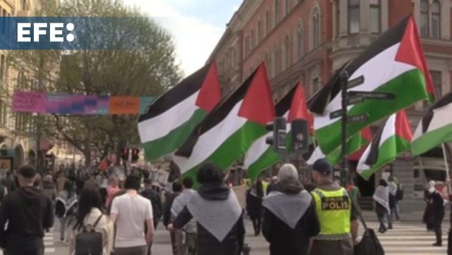 Manifestación en Malmö contra la participación de Israel en Eurovisión y la ofensiva en Gaza