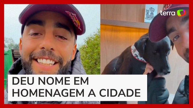 Pedro Scooby adota cachorro no RS e volta para o RJ após ajudar em resgates: 'Vai virar playboy'