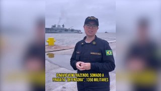 Maior navio de guerra da América Latina chega ao Rio Grande do Sul com 154 toneladas de donativos