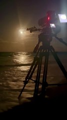 Behind the scenes of tonight full moon filming from the beach in Bal Harbour, Florida