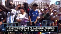 El emotivo homenaje de Nacho con Courtois, Alaba y Militao en la celebración de la Liga