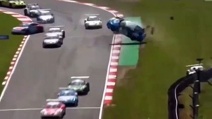 Porsche Carrera Cup GB 2024 Brands Hatch Race 2 Start Whiteside Huge Crash Flip