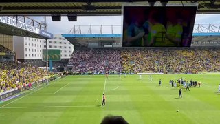 Leeds fans applaud the team after goalless draw in play-off semi-final first leg