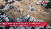 Hamas, İsrail işgal ordusuna ait bir zırhlı aracı drone ile bombaladığı görüntüyü paylaştı