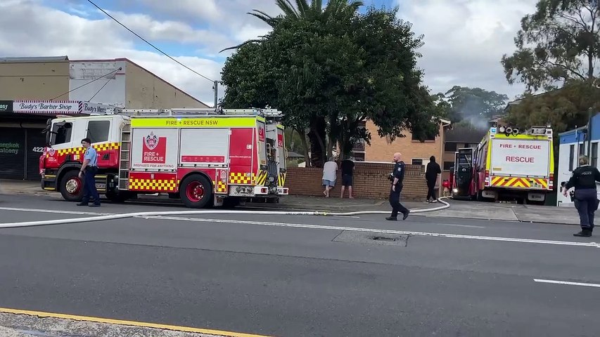 Emergency services at the scene of a fire on Crown Street at West Wollongong on Monday, May 13, 2024. Video by Nadine Morton