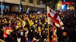 Gürcistan'da yabancı etkinin şeffaflığı yasa tasarısı karşıtı gösteriler