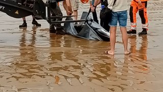 Un rorqual retrouvé mort sur une plage d'Ostende (images Marc Gilson)