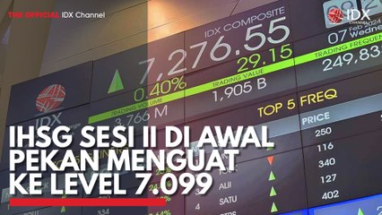 IHSG Sesi II di Awal Pekan Menguat ke Level 7.099