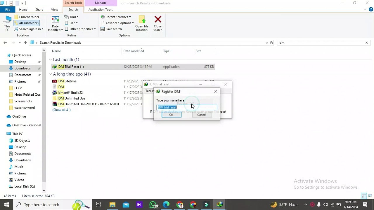How To reset idm
