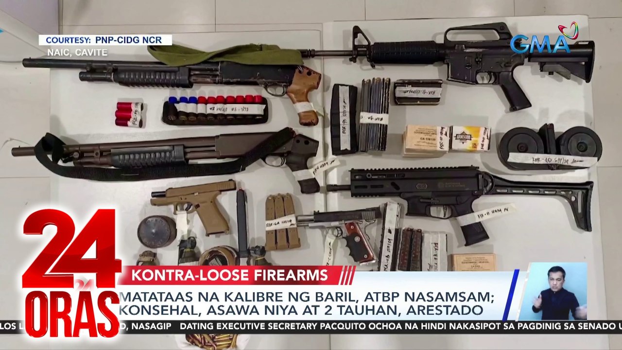 Matataas na kalibre ng baril, atbp nasamsam; Konsehal, asawa niya at 2 tauhan, arestado | 24 Oras