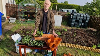 Filling flower stacker pots and window boxes- Gardening With Brendan Week 10