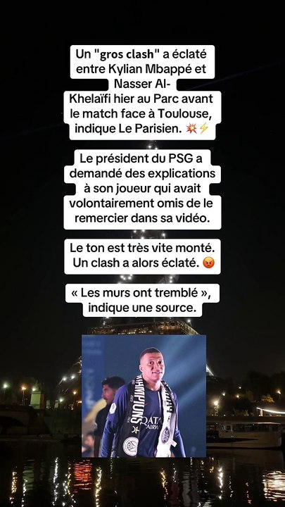 Un "gros clash" a éclaté entre Kylian Mbappé et Nasser Al-Khelaïfi hier au Parc avant le match face à Toulouse
