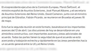 Concluye sin acuerdo la reunión en Bruselas para poner fin al limbo de Gibraltar