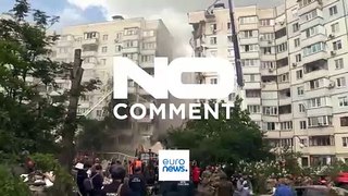 فروریختن یک ساختمان ده طبقه در روسیه در پی اصابت موشک