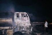 Accident :  टक्कर के बाद दूध वाहन के टैंकर में लगी आग, ट्रक व टैंकर जलकर खाक