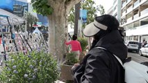 J-1 avant Cannes: les fans mettent en place leurs escabeaux face au Palais