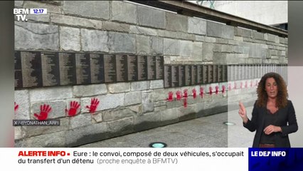 Paris: des tags représentant des mains rouges ont été retrouvés sur le Mur des Justes du Mémorial de la Shoah