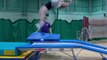 Gymnast Lands Awkwardly While Performing Double Mini Trampoline