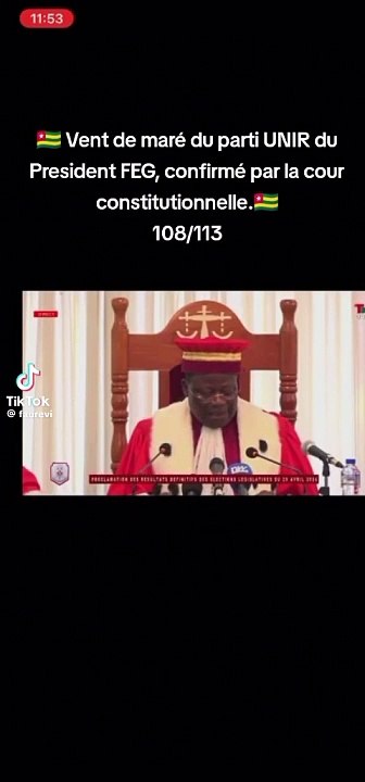 Togo : la Cour constitutionnelle confirme la victoire de UNIR aux législatives