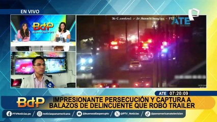 Impresionante persecución en Ate: sujeto es baleado tras intentar huir con tráiler y chocar contra patrullero