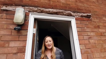 A concrete porch over a Rugeley front door  collapsed.