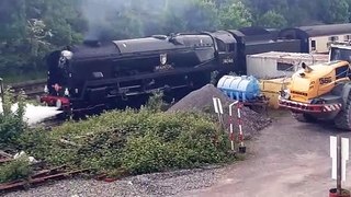 Steam train heads off into Shrewsbury station