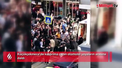 Download Video: Küçükçekmece'de dehşet dolu anlar! Otomobil yayaların arasına daldı