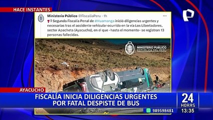 Tragedia en Ayacucho: Fiscalía inicia diligencias tras despiste de bus interprovincial