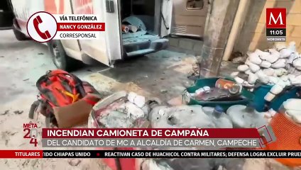 Queman camioneta de campaña del candidato Hugo Juárez en Campeche