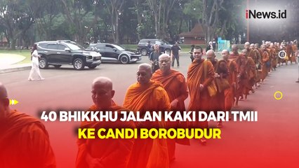 40 Bhikkhu Ikut Jalani Ritual Thudong, Jalan Kaki 500 Km dari TMII ke Candi Borobudur