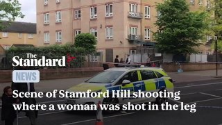 Scene at Stamford Hill shooting where woman was shot in the leg