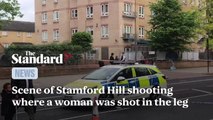 Scene at Stamford Hill shooting where woman was shot in the leg