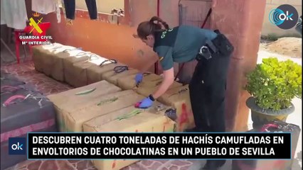 Descubren cuatro toneladas de hachís camufladas en envoltorios de chocolatinas en un pueblo de Sevilla