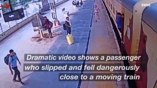 Dramatic Video Shows Passenger Fall Dangerous Close To Moving Train