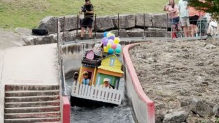 Surreal 'Up Boat' at Thru The Chute Boat Race leaves spectators floating in awe