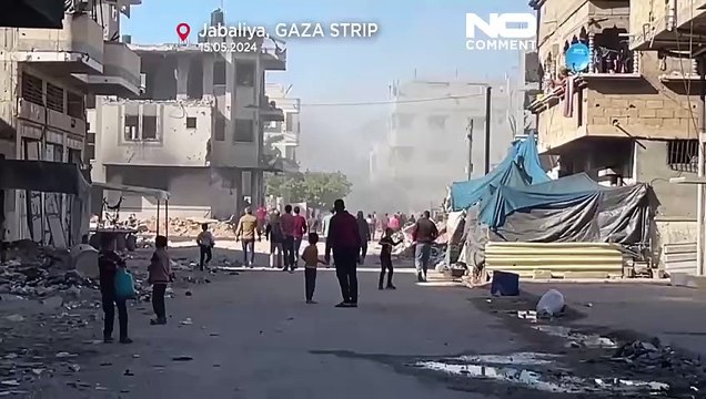Palestinianos procuram por sobreviventes após ataque a campo de refugiados de Jabalia