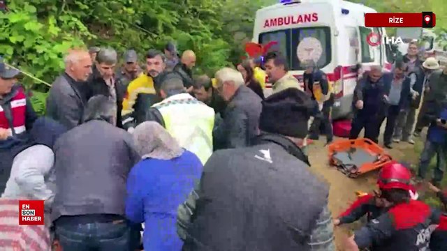 Rize'de otomobil uçuruma yuvarlandı: 1ölü 4 yaralı