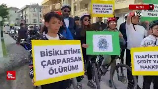 Düzce'de bisikletlilerden sessiz protesto: İnşallah bizi görürsünüz