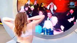 Viral Video: TikToker, OnlyFans Model Ava Louise Flashes Her Breasts at the New York-Dublin Portal