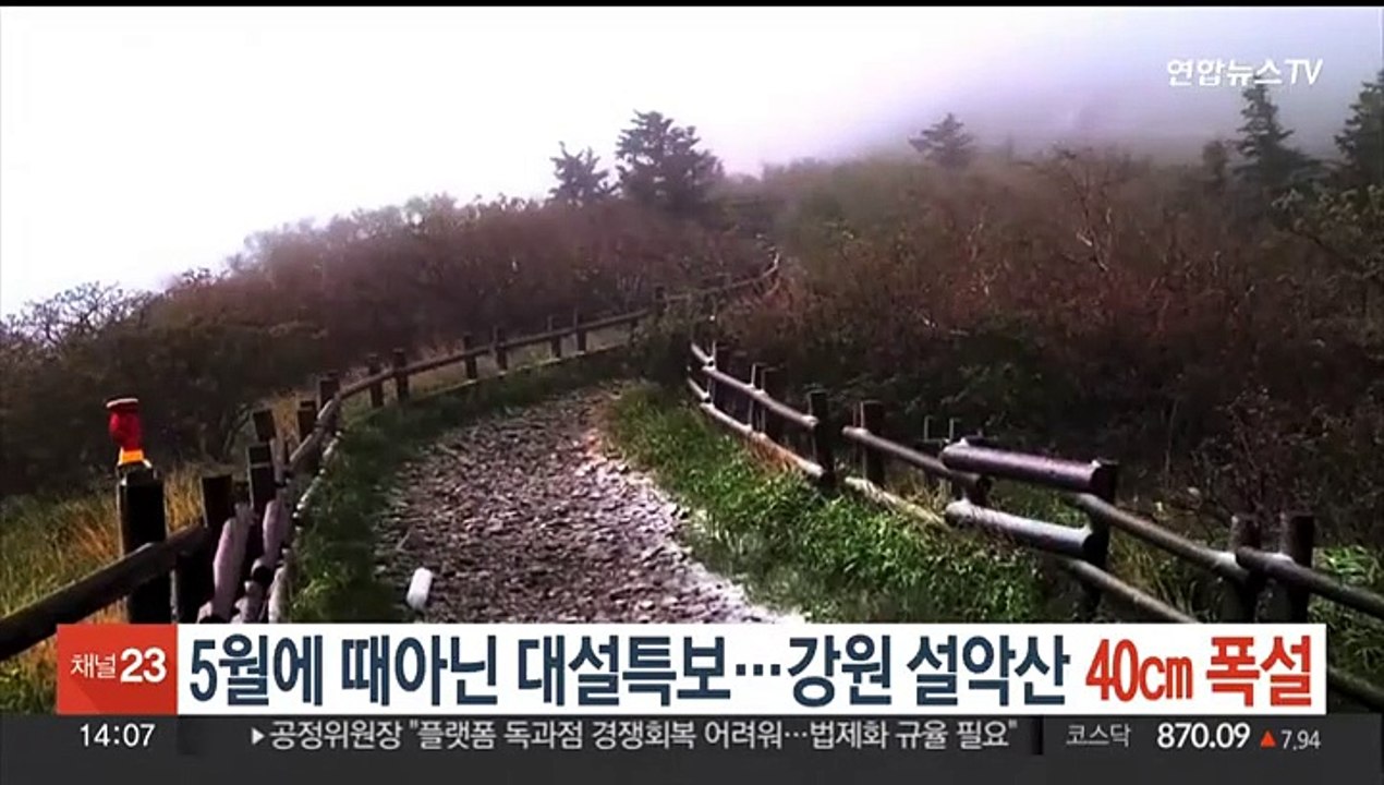 5월에 때아닌 대설특보…강원 설악산 40㎝ 폭설