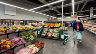 Fruit and vegetable section at the new Tesco store in Port Erin