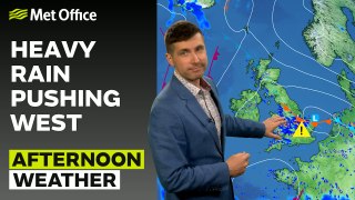 Met Office Afternoon Weather Forecast 16/05/24 - Rain moving west, drier in Scotland