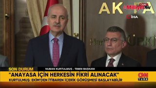 Kurtulmuş'tan AK Parti'ye ziyaret! Yeni anayasa için ekim ayını işaret etti