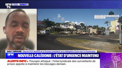 Nouvelle-Calédonie: Davy Rimane (député PCF-NUPES de la Guyane) affirme que "l'exécutif était informé de la situation" et que "tous les signaux rappelant les événements de 1984 étaient allumés"