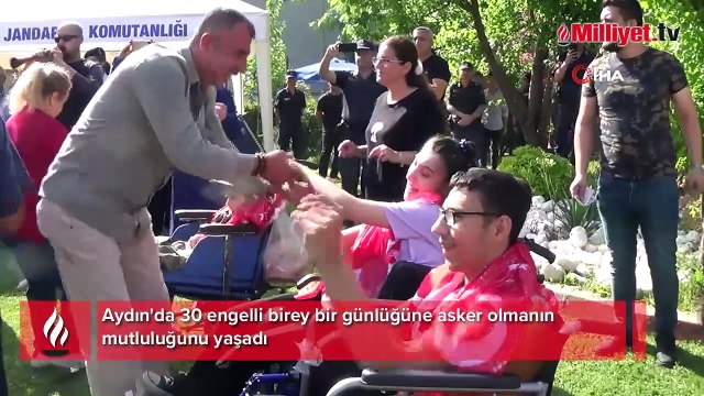 Aydın'da 30 engelli birey bir günlüğüne asker olmanın mutluluğunu yaşadı