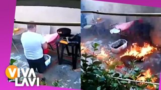 Hombre intenta prender carbón e incendia su casa