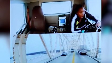 Moment semi-truck nearly drives off Clark Memorial Bridge